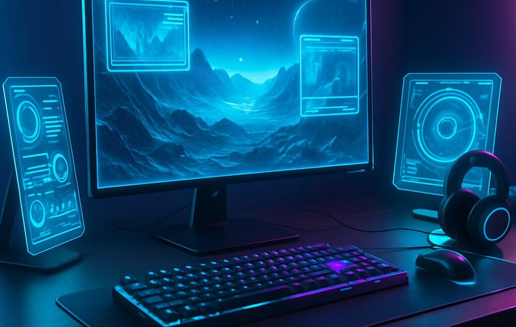 Ilustrasi Pilihan Game Online 2026 dengan Konsep Futuristik